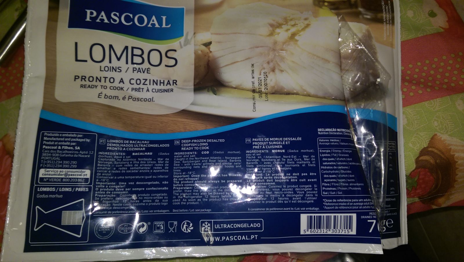 Pascoal - Bacalhau lombos com sabor a cloro